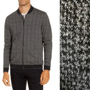 Ted Baker Gray Check Sweater Bomber Jacket-29312
